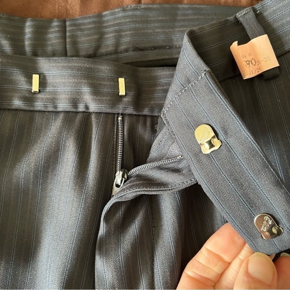 PERRY Ellis career wear trousers 36"(W) x 32"(L) charcoal gray with blue stripes - Picture 9 of 10